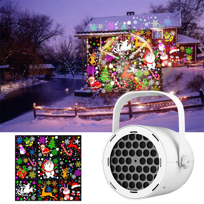 USB juleprojektorlys med 16 mønstre