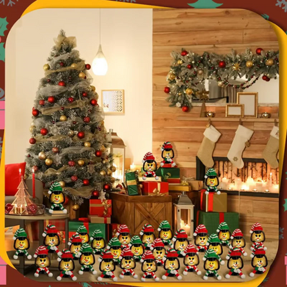 Mini snemandslanterne med huer og tørklæder