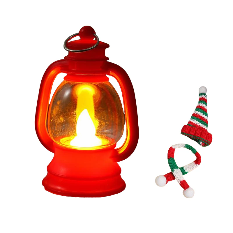 Mini snemandslanterne med huer og tørklæder