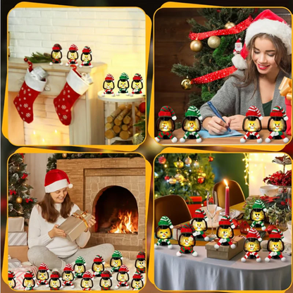 Mini snemandslanterne med huer og tørklæder