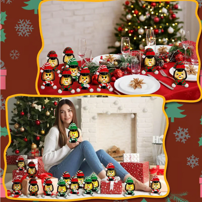 Mini snemandslanterne med huer og tørklæder