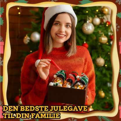 Mini snemandslanterne med huer og tørklæder