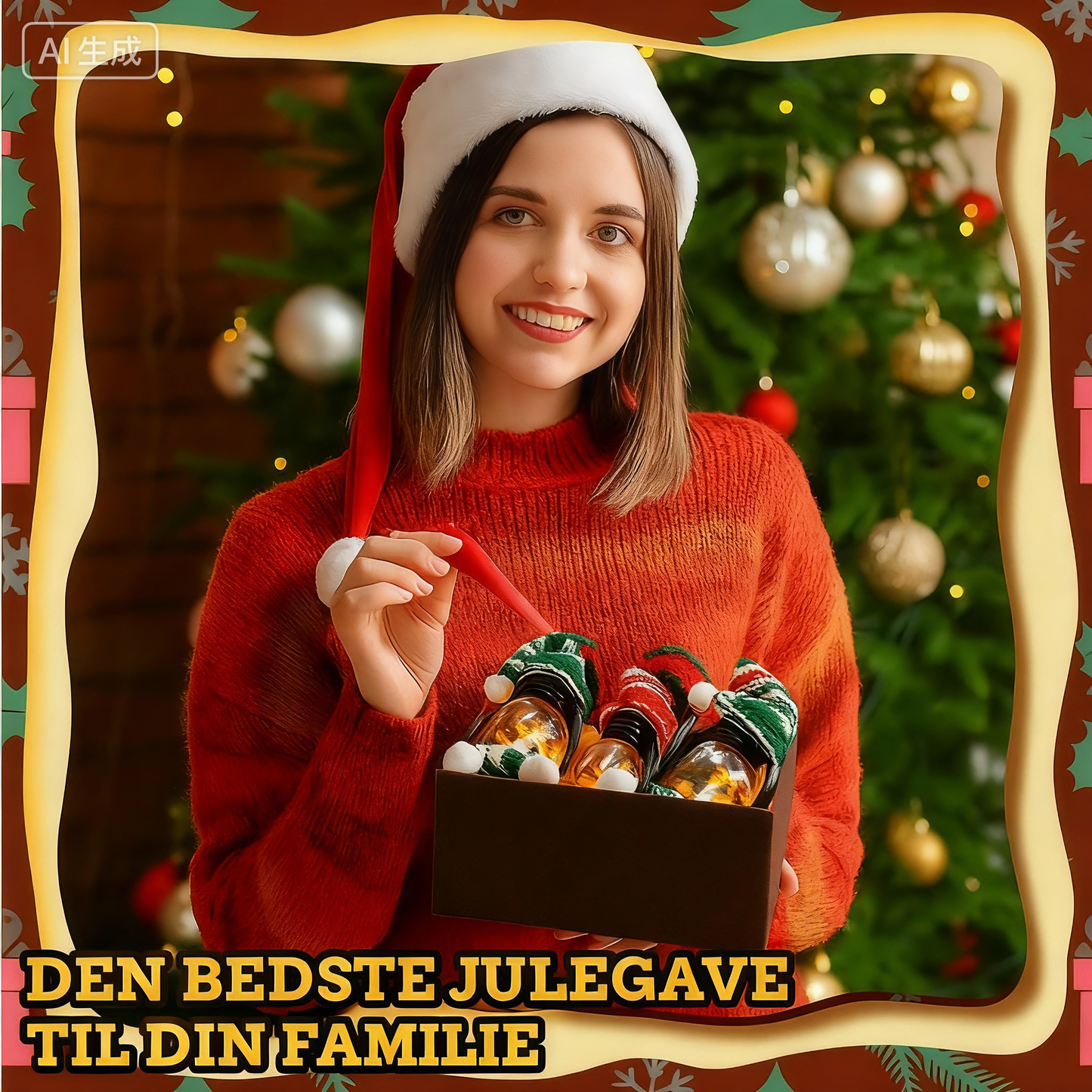 Mini snemandslanterne med huer og tørklæder