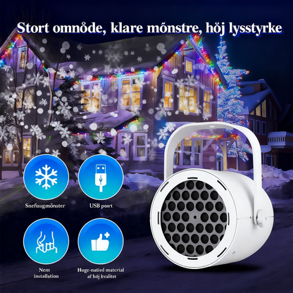 USB juleprojektorlys med 16 mønstre