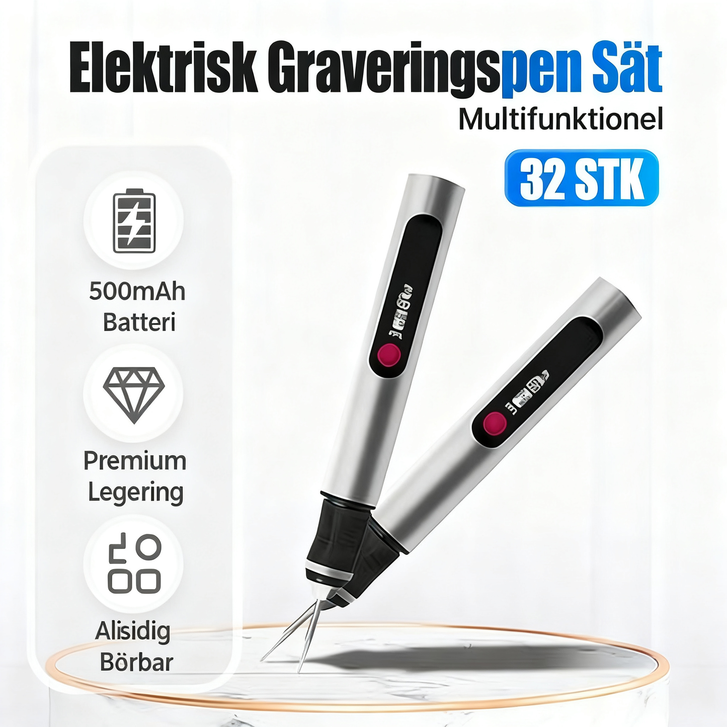 Elektrisk graveringspen-sæt, 32 dele
